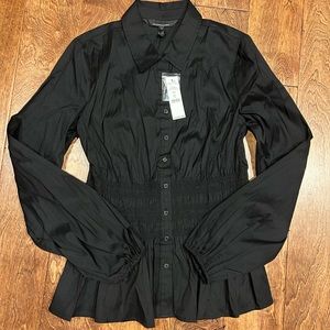 WHBM Smocked Waist Poplin Blouse NWT